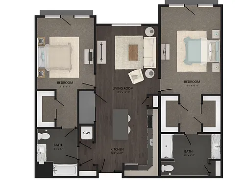 Floor plan 2 Bed/2 Bath-B19
