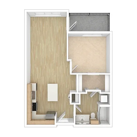 Floor plan One Bedroom One Bath C3