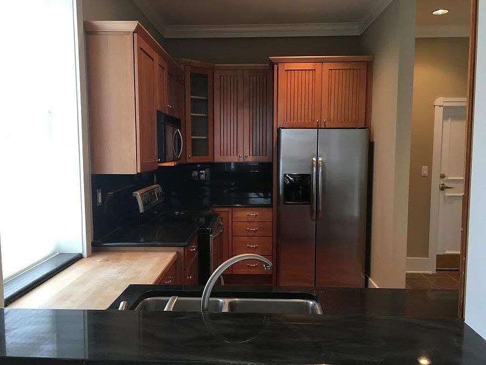 Look into kitchen from bar