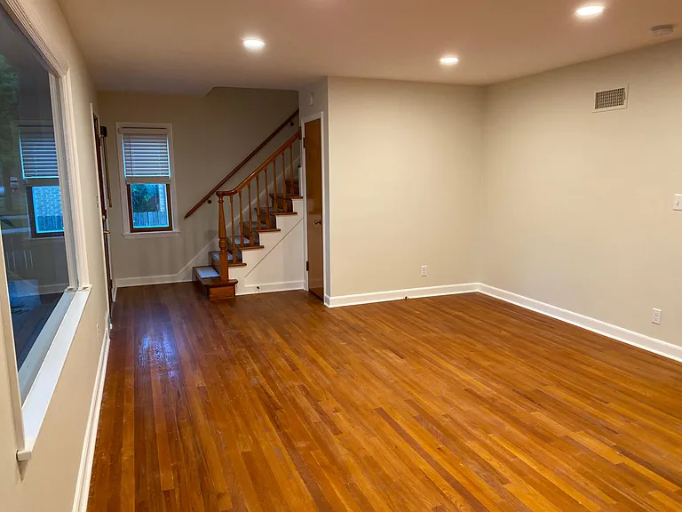 view of living room from fireplace