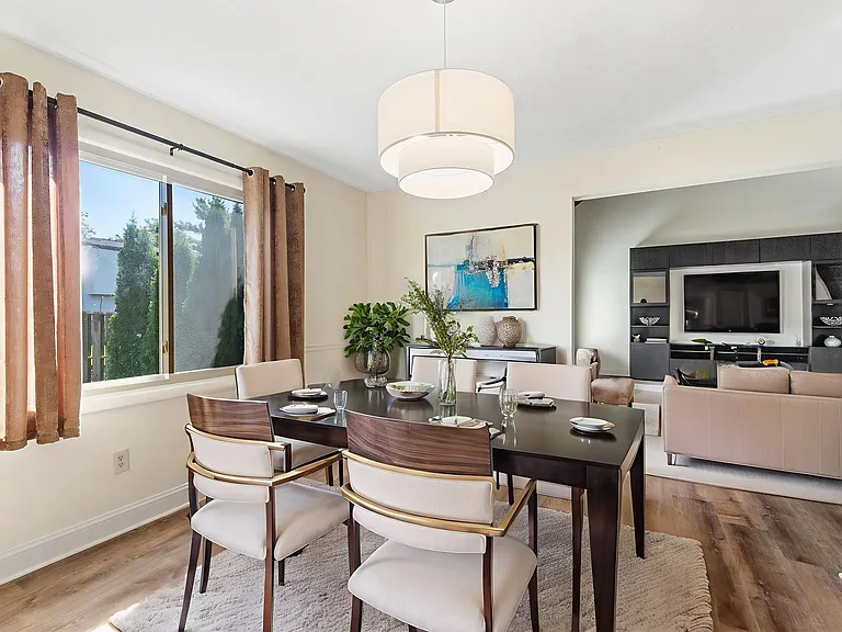 Virtually staged Dining Area and Living Room