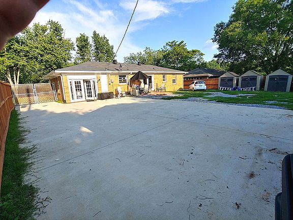 Back yard with storage units