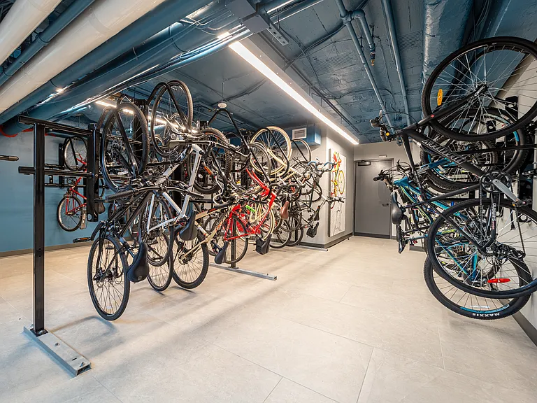 Bike storage with repair station