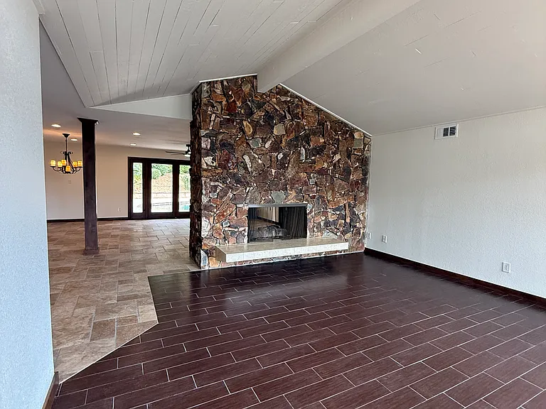 Living Space with doubles sided gas fireplace