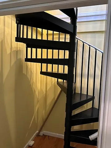 spiral staircase to the lower level