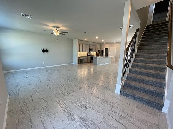 From the front door.