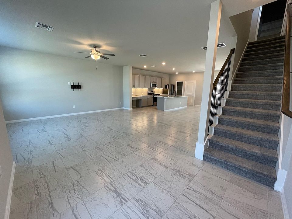 From the front door.