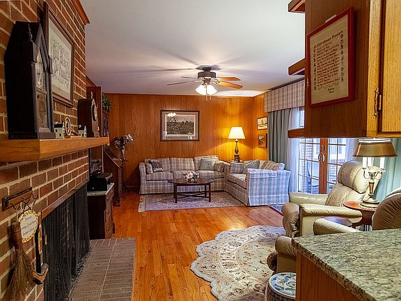 Kitchen leads to den