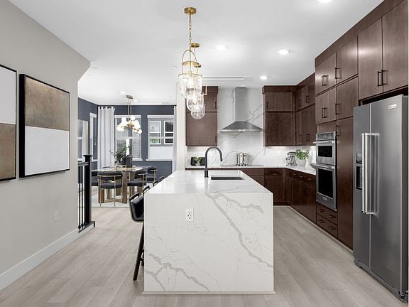 Open kitchen with large central island