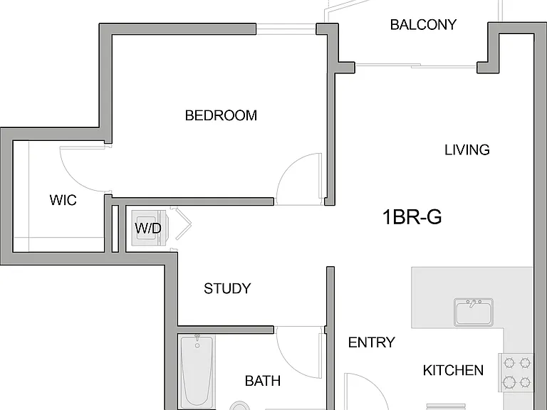 2D Floor Plan Rendering of a One-Bedroom Apartment 2D Floor Plan Rendering of a One-Bedroom Apartment