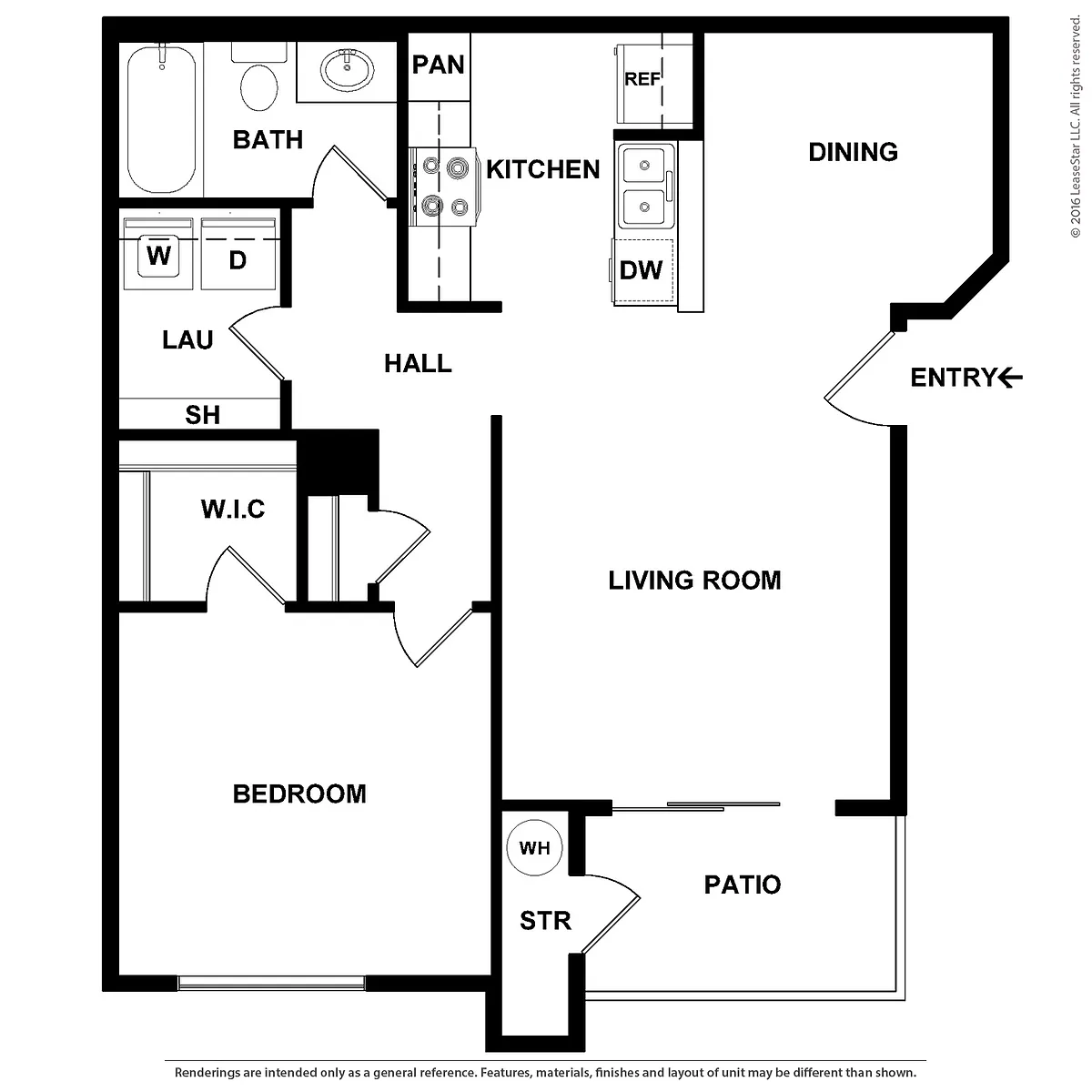 Floor plan 1 Bedroom 1 Bath Plan A