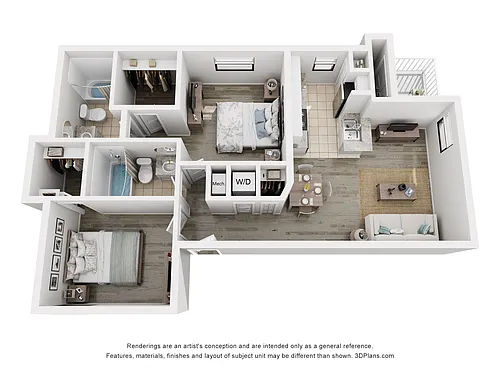 Floor plan 2 Bed/ 2 Bath B1