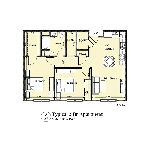Floor plan Typical Two Bedroom