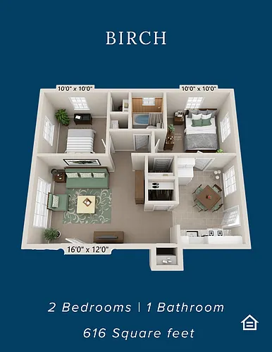 Floor plan 2 Bedroom 1 Bathroom