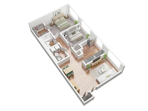Floor plan Two Bedroom - One Bath