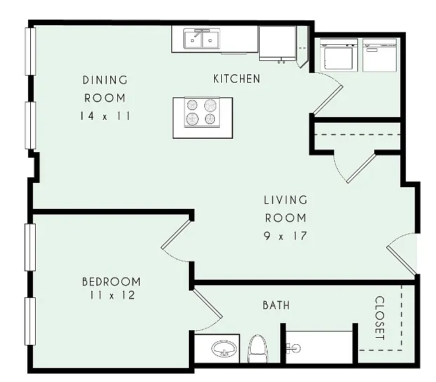 Floor plan A15 1x1 803sqft