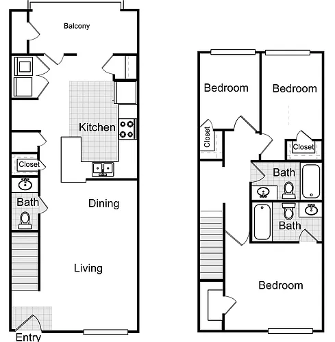 Floor plan 3 Bedroom 2.5 Bath