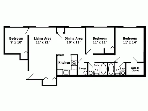 Floor plan 3BR/2BA