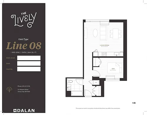 Floor plan 1 BED | 1 BATH - LINE 08