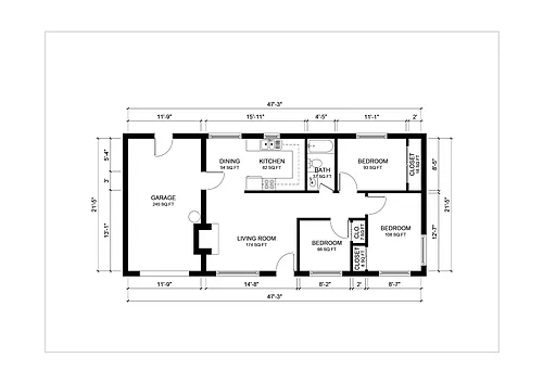 Floor plan 3 Bed 1 Bath