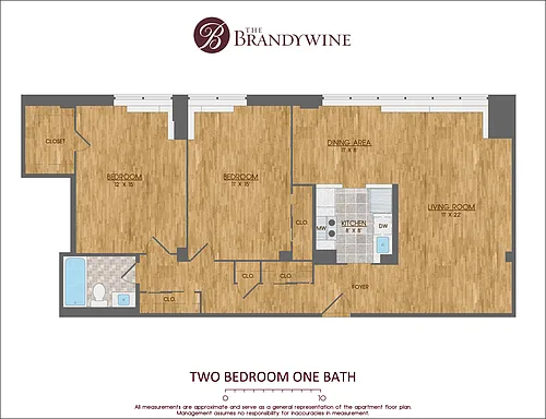 Floor plan 2 Bed-1 Bath -1120