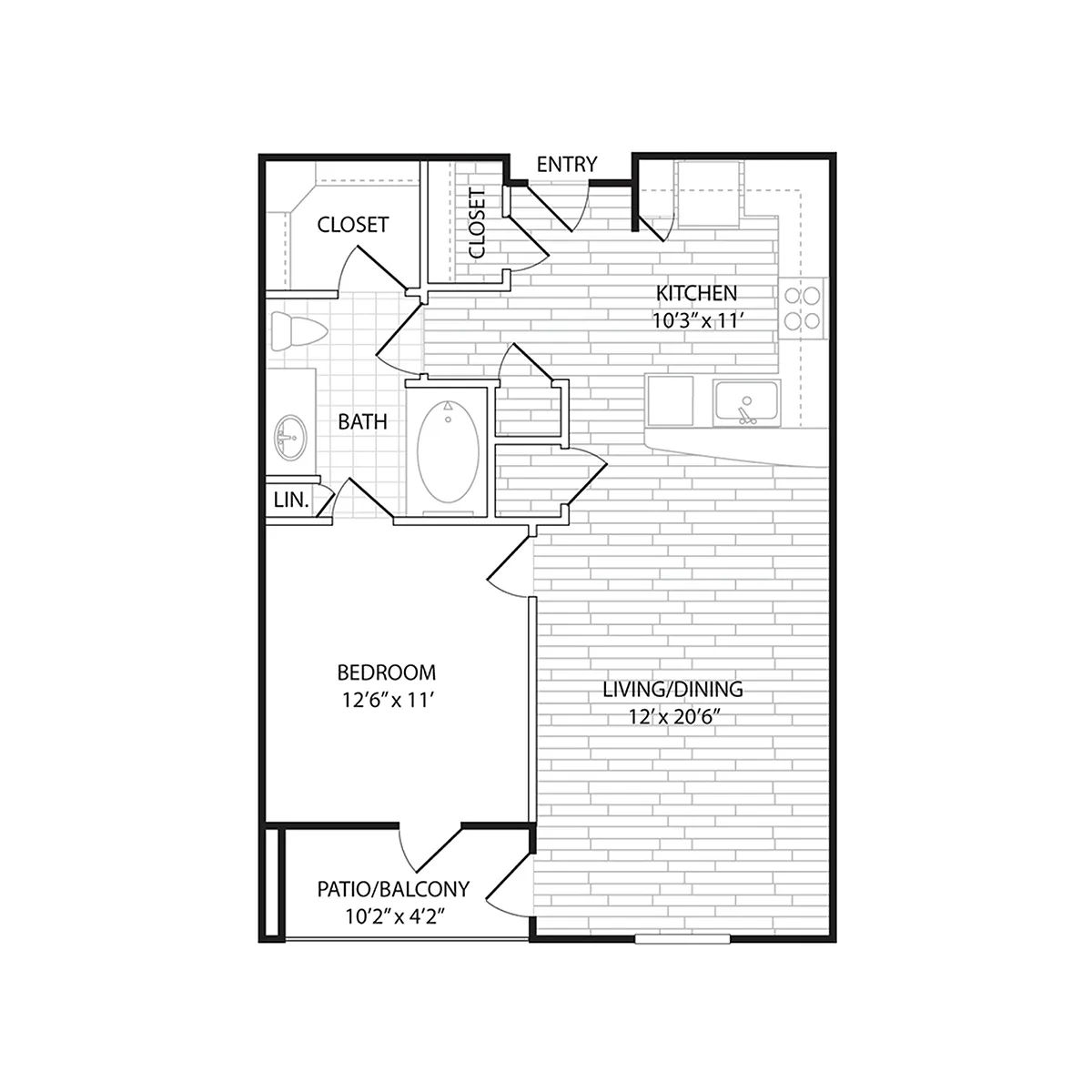 Floor plan A2 - One Bedroom