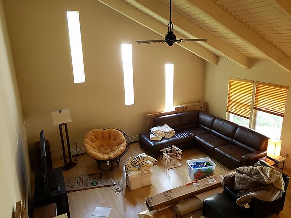 Looking out over the living room from the master bedroom lan