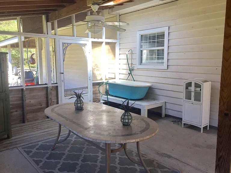 Back Screened Porch with Dog Bath Tub