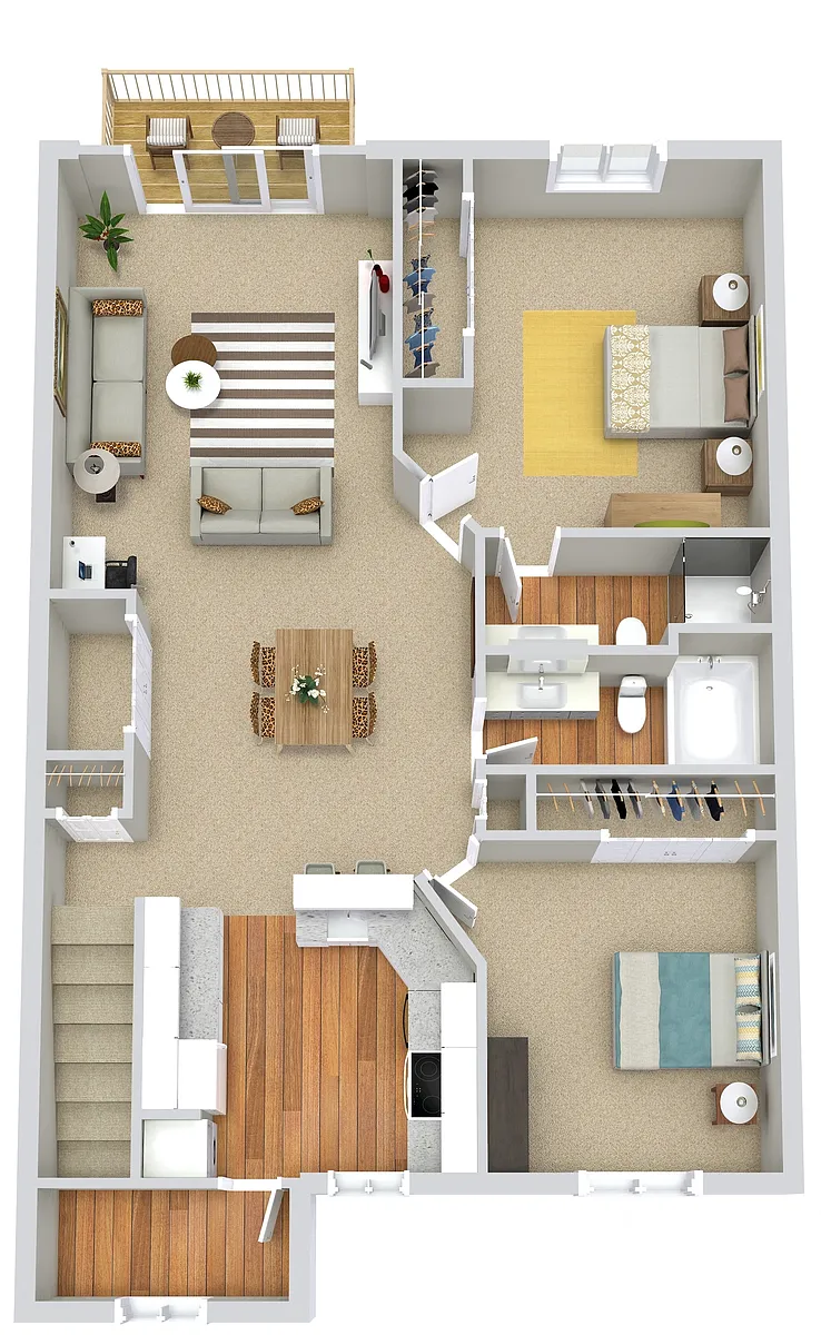 Floor plan 2 Beds | 2 Baths Upper Villa