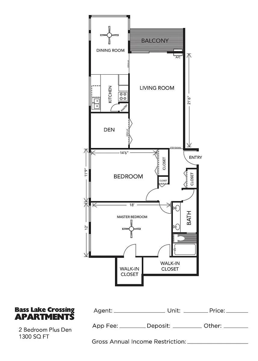 Floor plan 2 Bedroom + Den