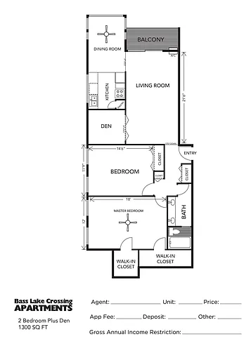 Floor plan 2 Bedroom + Den