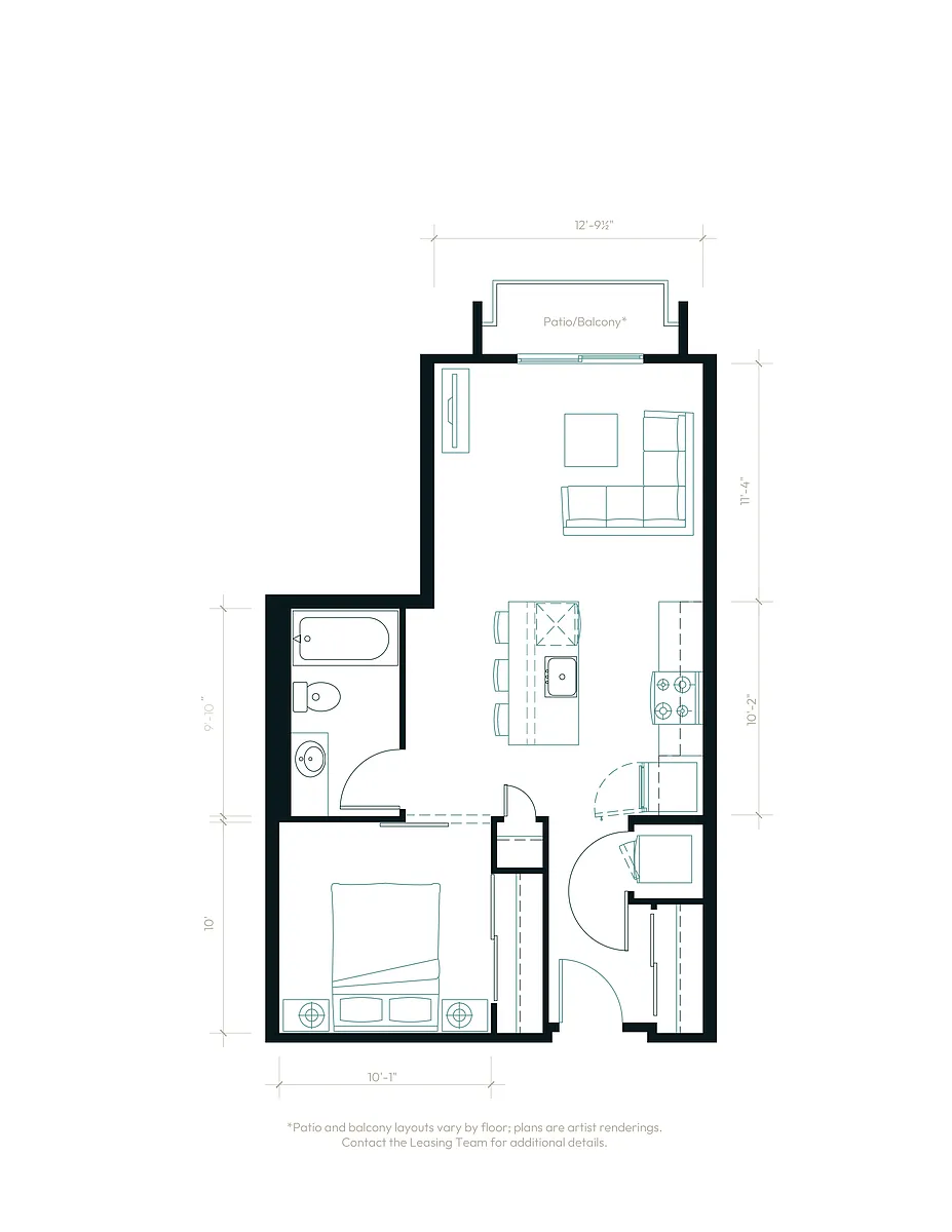 Floor plan Urban One Bedroom B