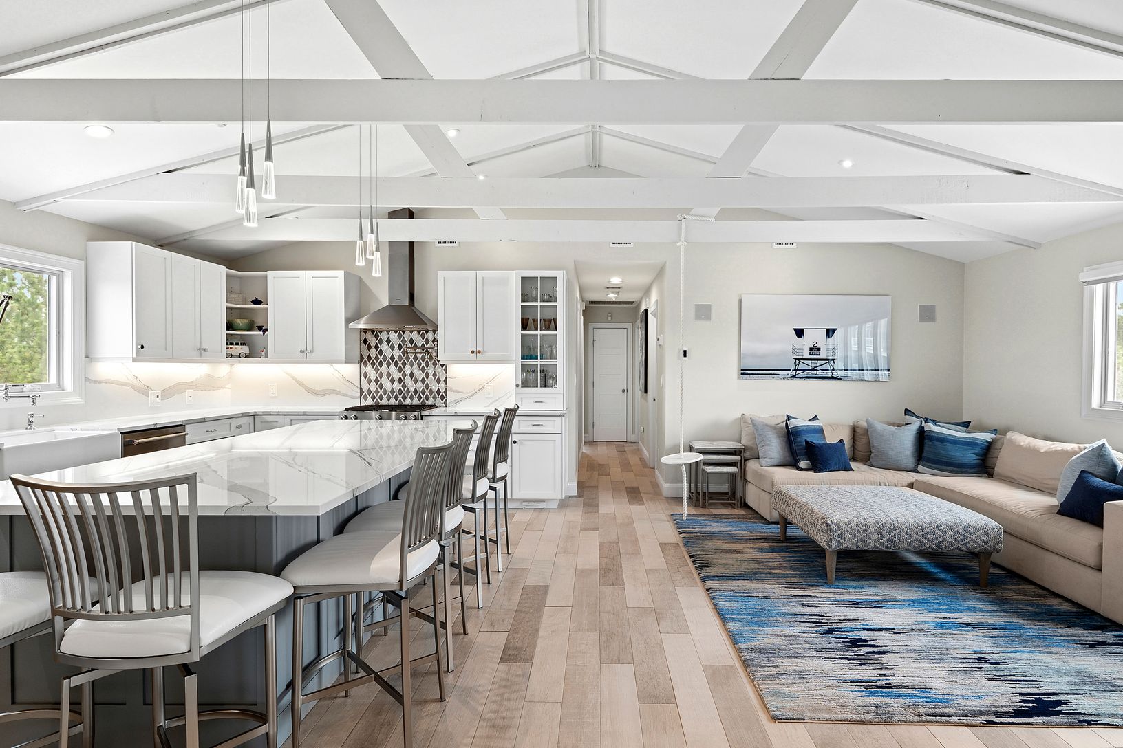 Open floor plan kitchen and family room.