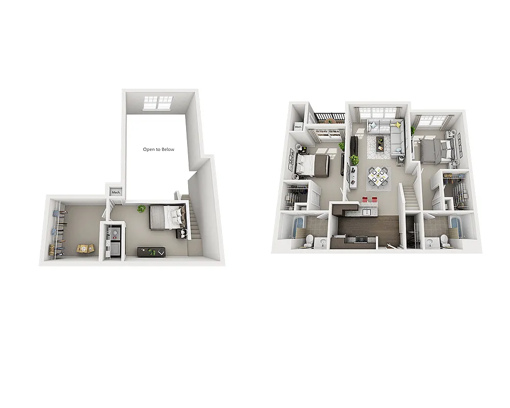 Floor plan Two Bedroom Loft B2BL