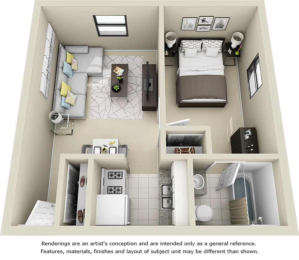 Floor plan College Manor One Bedroom