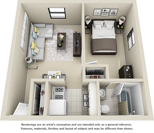 Floor plan College Manor One Bedroom