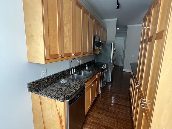 Galley Kitchen Hardwood Cabinets