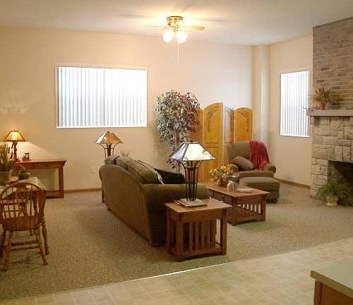 Typical living area at River City apartments.