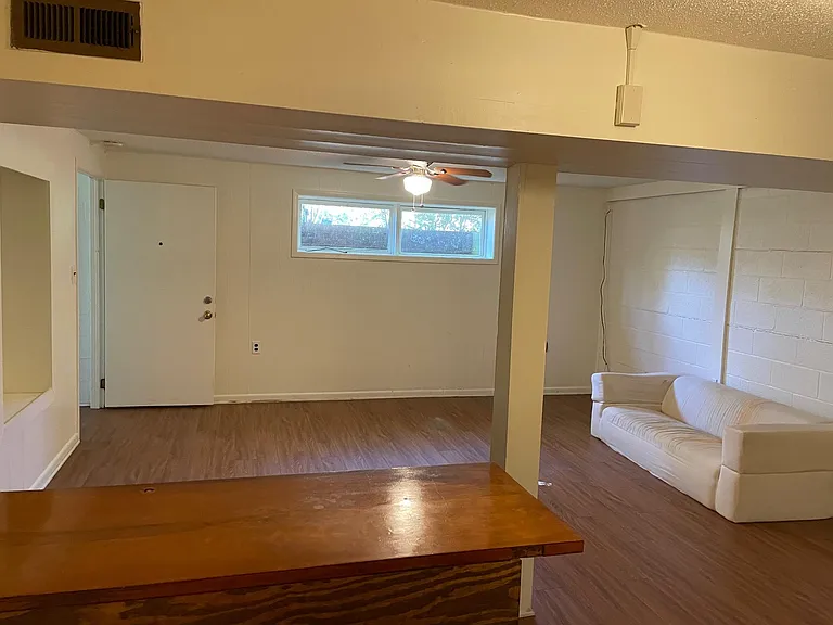 Looking into the den and living room