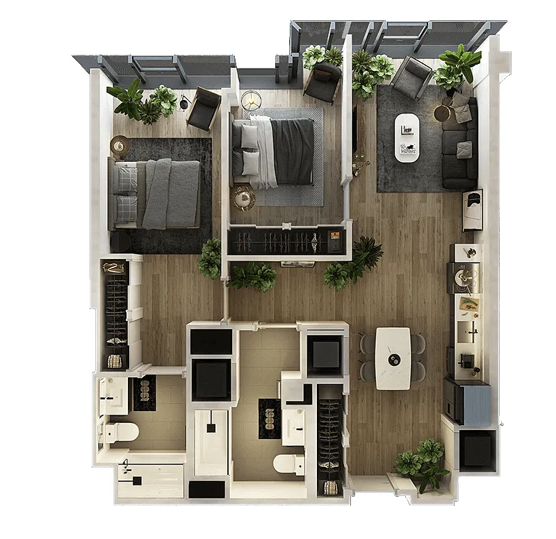 Floor plan 2 Bed-2 Bath