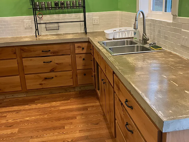 Customize made cabinets and concrete countertops