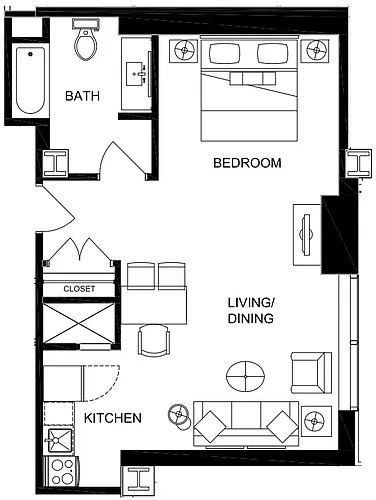 Floor plan Studio with Premium View