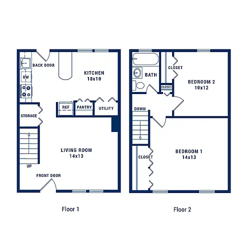 Floor plan 2 Bedroom 1 Bath E
