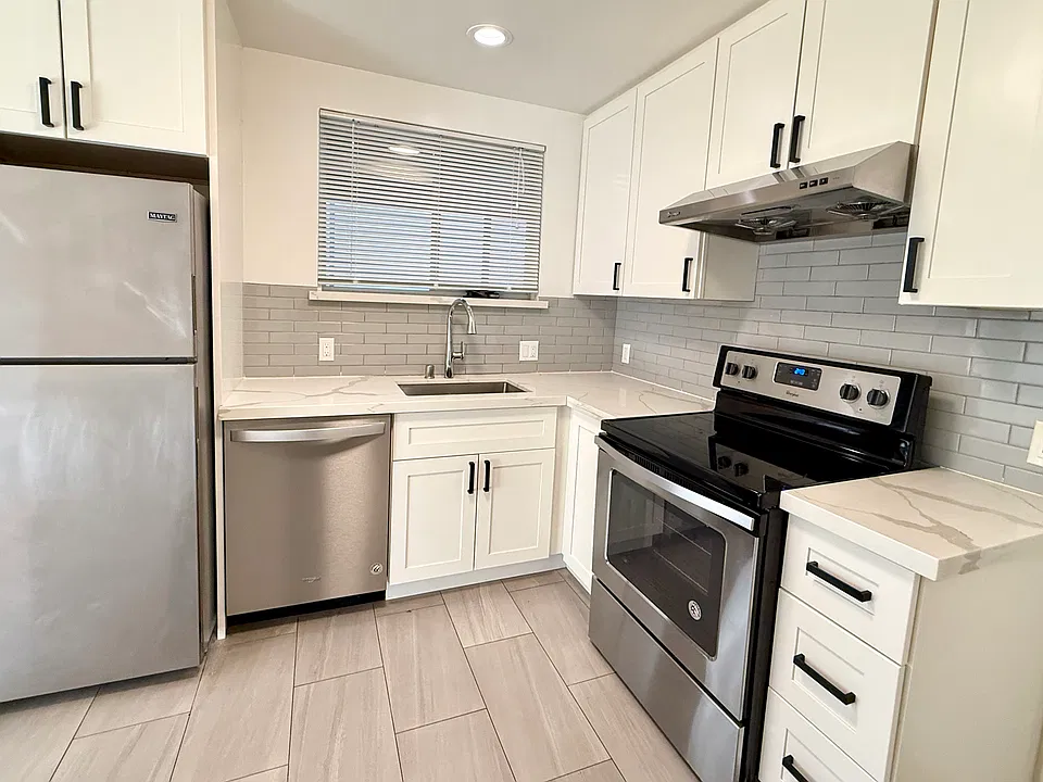 Kitchen with stainless steel appliances