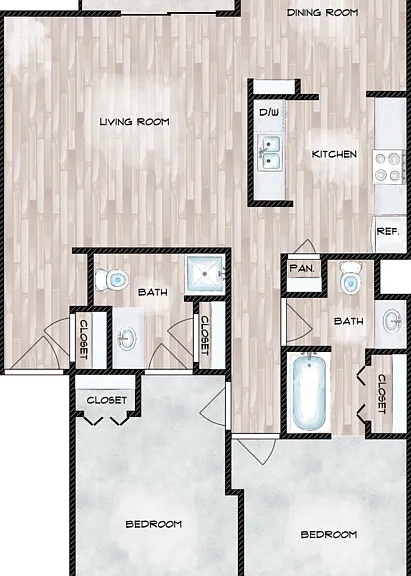 2 Bedroom Floorplan Diagram