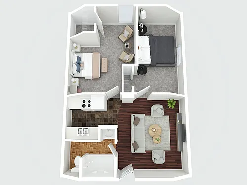 Floor plan 4th St. - 2 Bedroom, 1 Bath