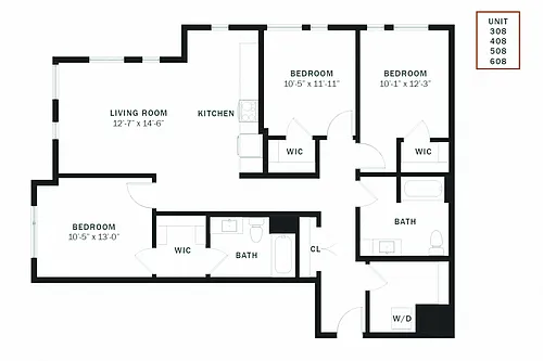 Floor plan Coen 3 Bedroom D1