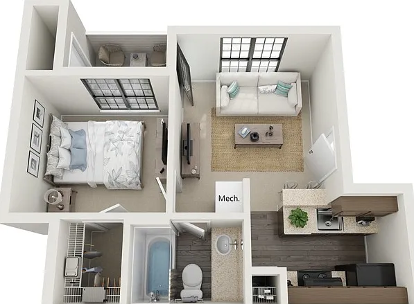 One Bedroom, 460 sqft, Patio/Balcony One Bedroom, 460 sqft, Patio/Balcony
