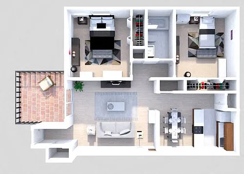 Floor plan B2 2 Bedroom 1 Bath Garden Upper