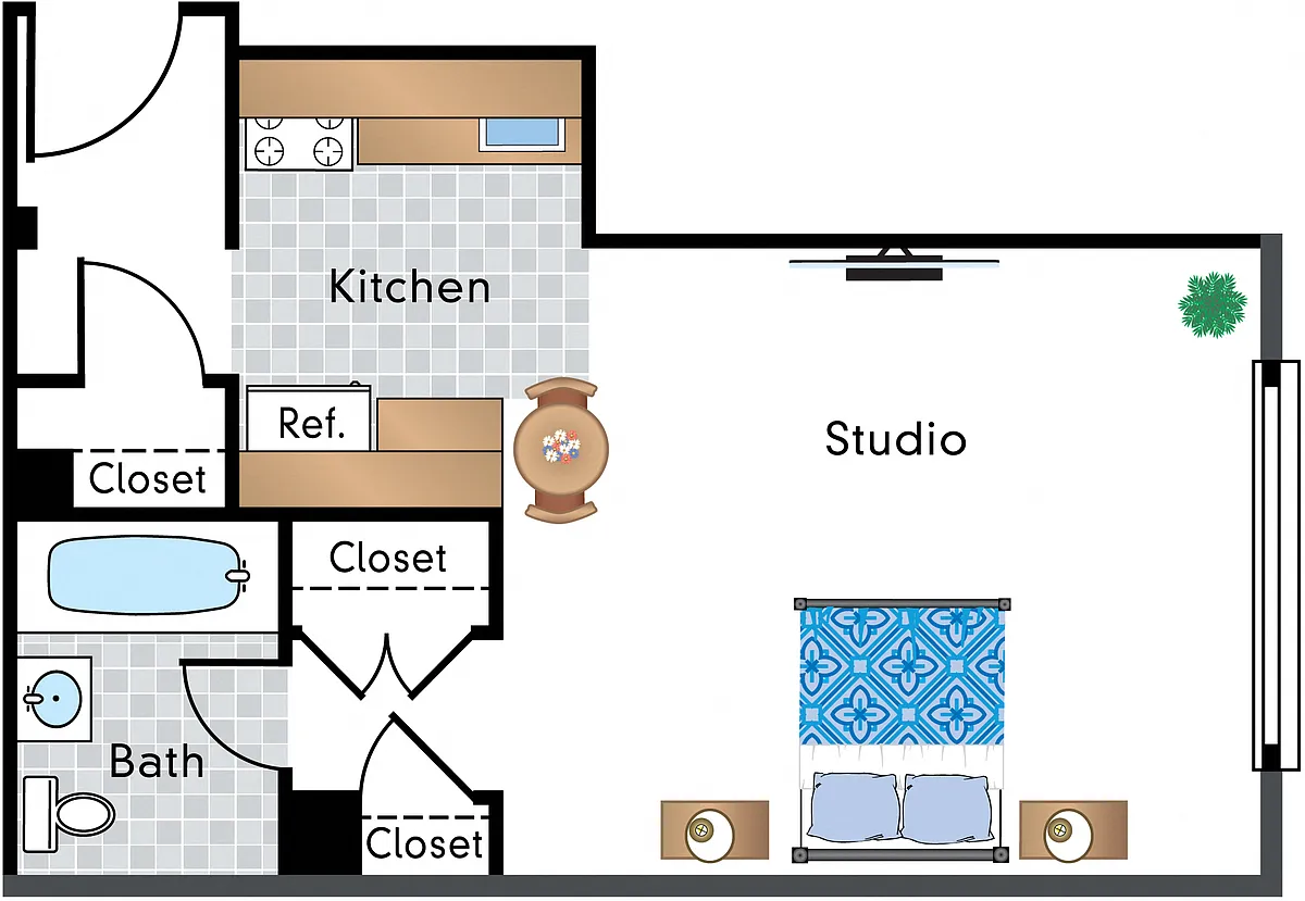 Floor plan Renovated Studio 06 Tier